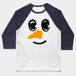 Happy Snowman Face Baseball T-Shirt